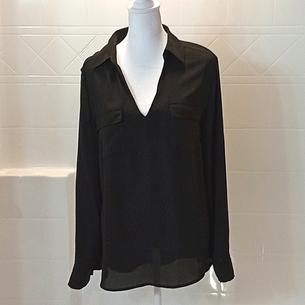 New York & Company Women's Black Chiffon Blouse